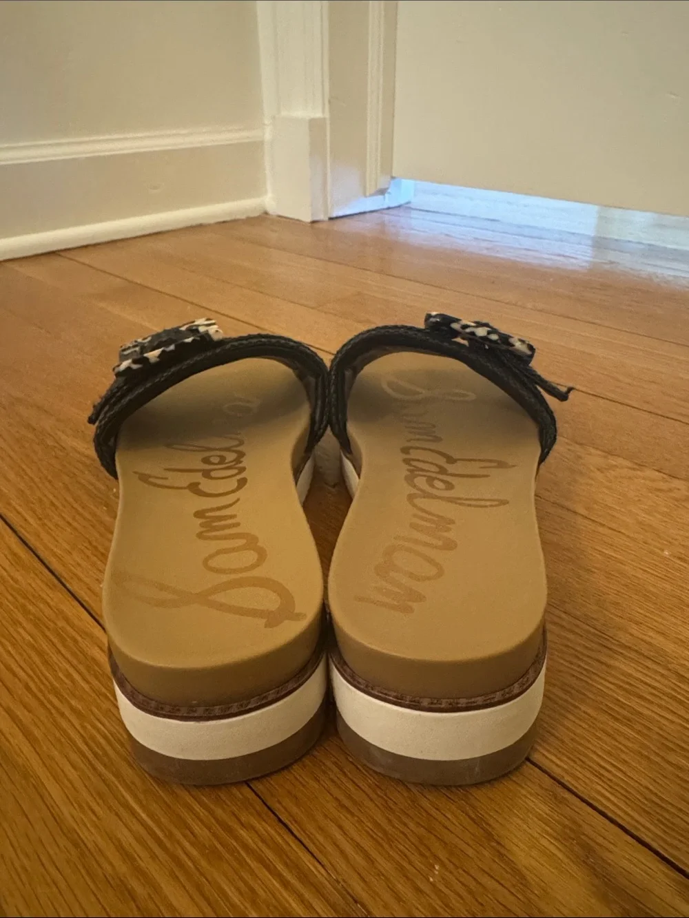 Sam Edelman Black Slide Sandals with Patterned Buckle - Picture 5 of 5